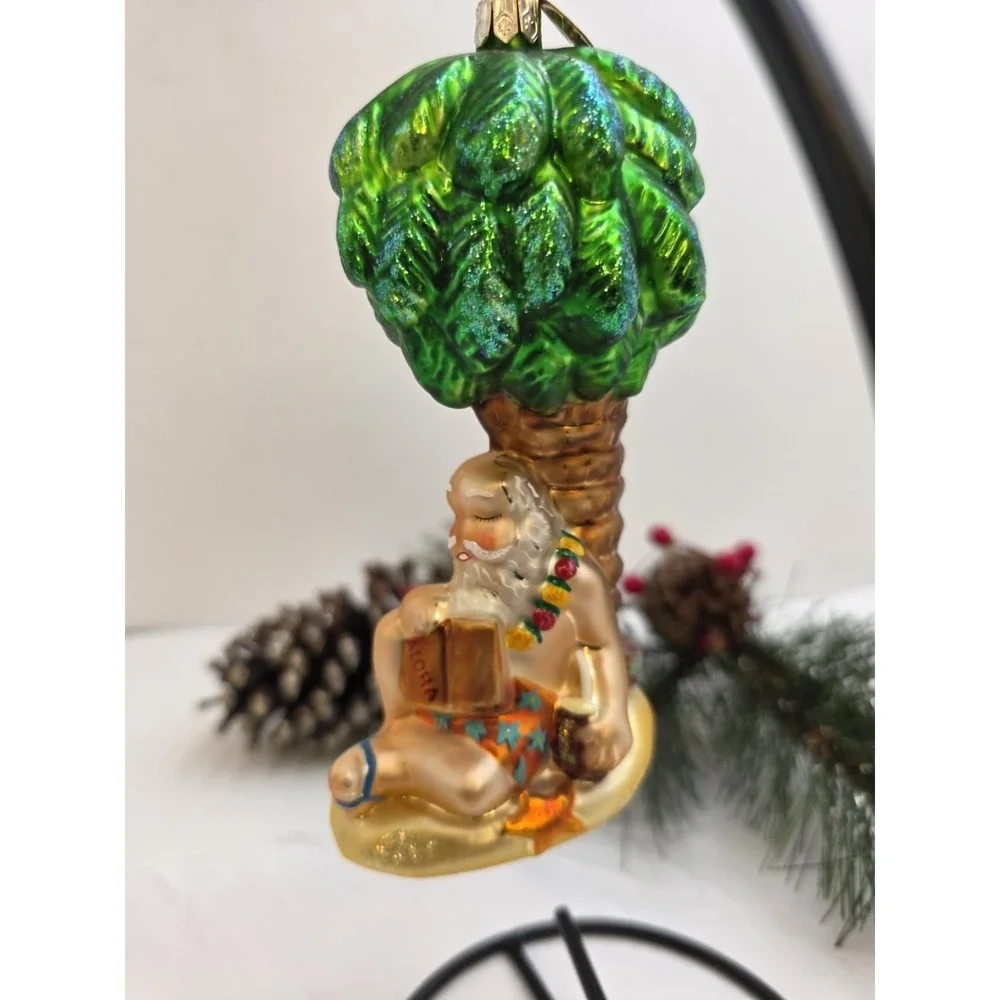 Christopher Radko Holiday Dreamin Santa Palm Tree Christmas Ornament 6